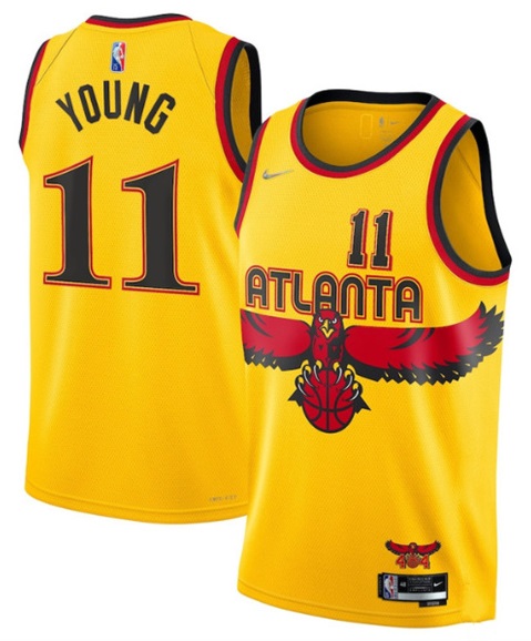 Men%27s Atlanta Hawks #11 Trae Young Yellow Stitched Game Jersey